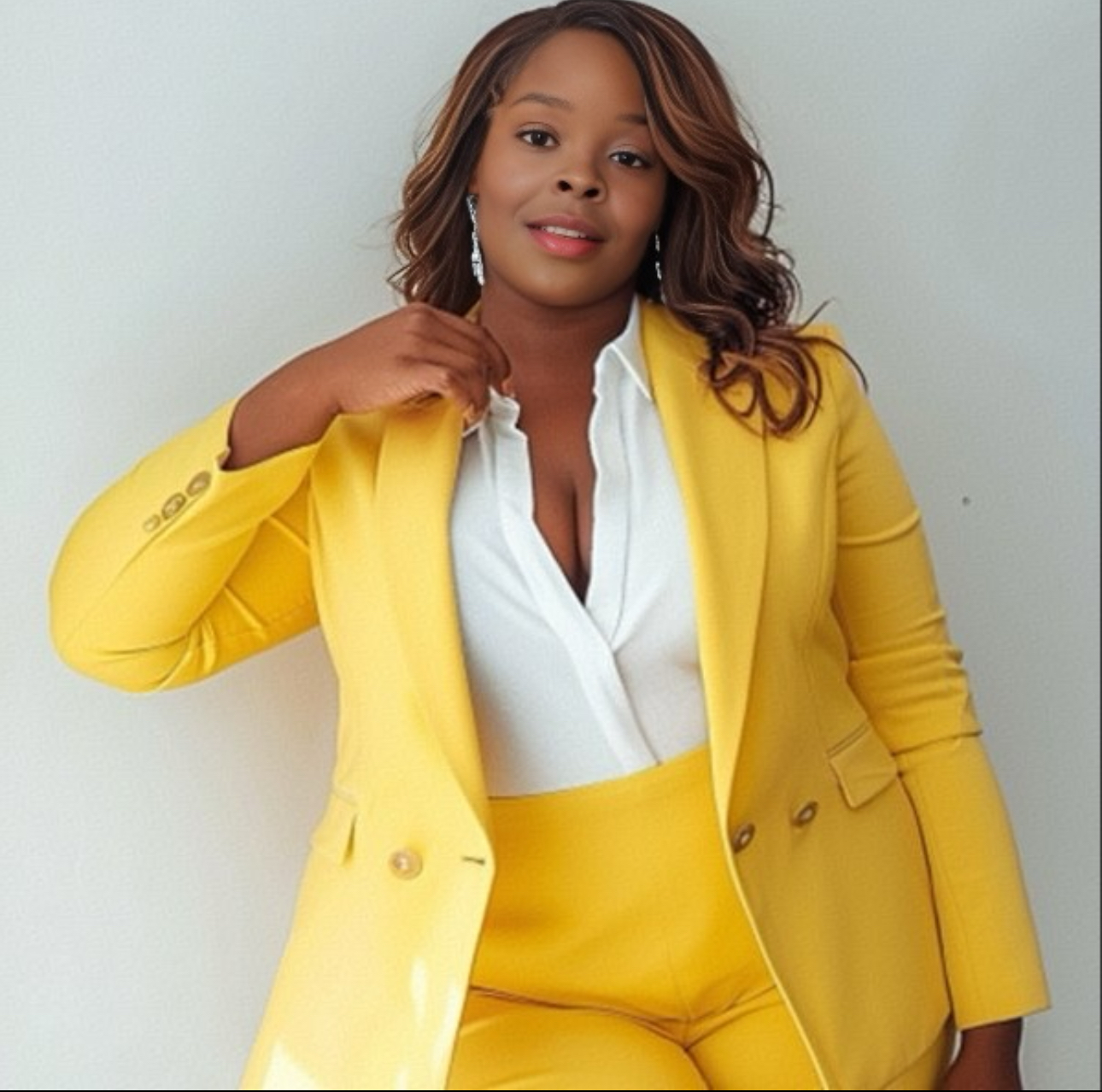 Yolanda Denise in a yellow suit